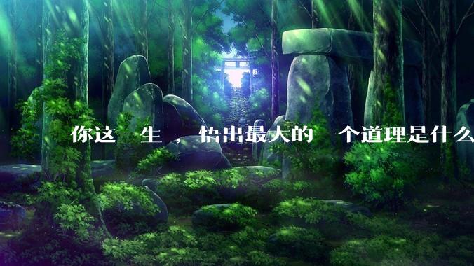 你这一生 ，悟出最大的一个道理是什么 ?