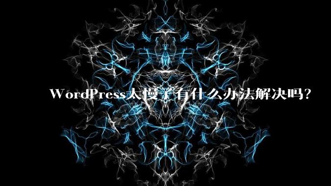 WordPress太慢了有什么办法解决吗？