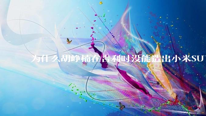 为什么胡峥楠在吉利时没能造出小米SU7这种水平的车？