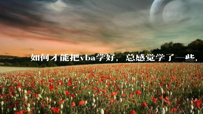 如何才能把vba学好，总感觉学了一些，隔一段时间不用又忘记又从头开始。?