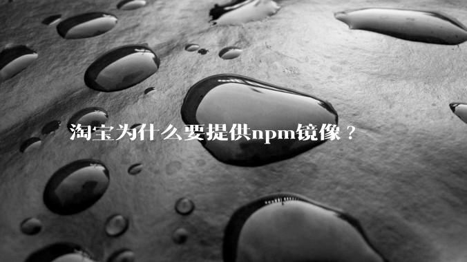 淘宝为什么要提供npm镜像?