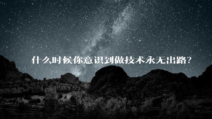 什么时候你意识到做技术永无出路？