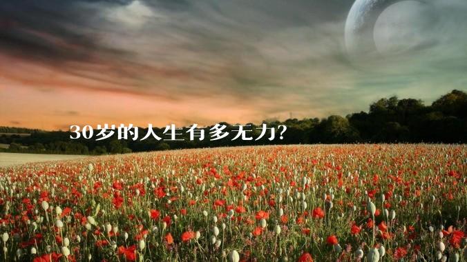 30岁的人生有多无力？