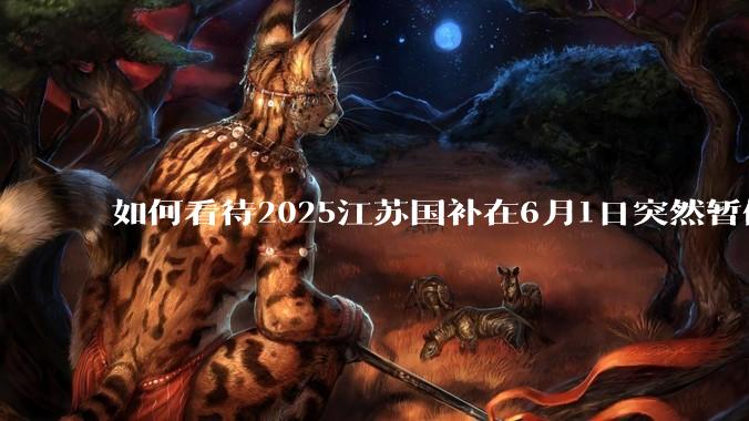 如何看待2025江苏国补在6月1日突然暂停下线？